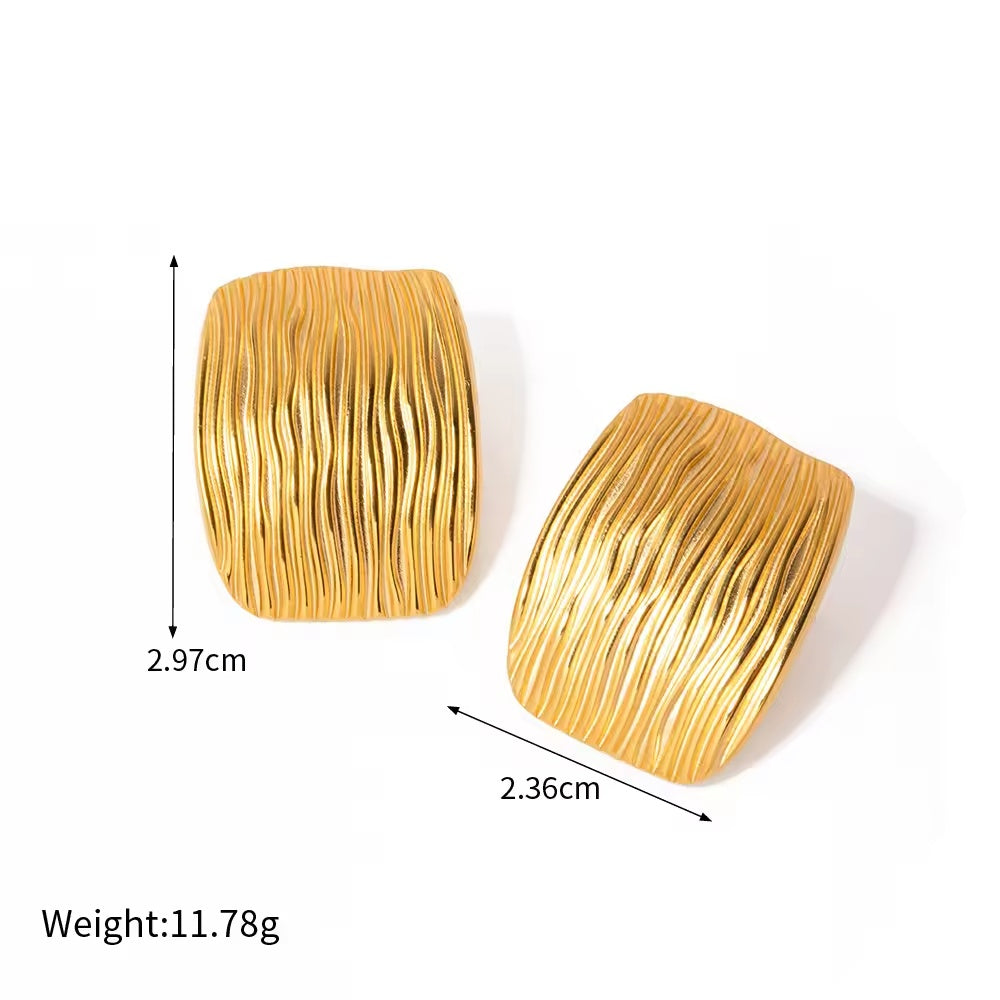 Cercei Dreptunghiular ondulat din Oțel Inoxidabil - Hipoalergenici