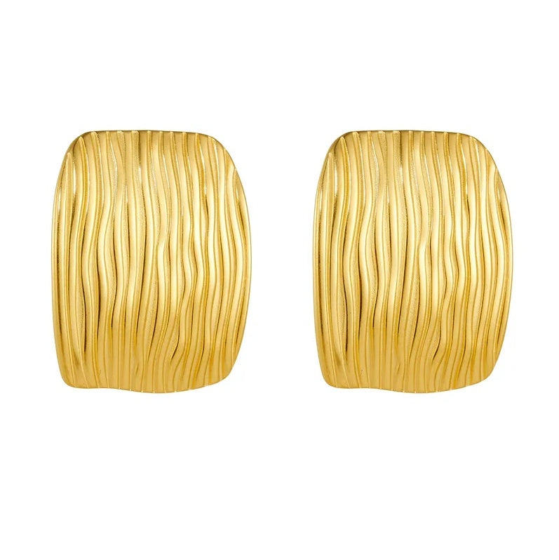 Cercei Dreptunghiular ondulat din Oțel Inoxidabil - Hipoalergenici