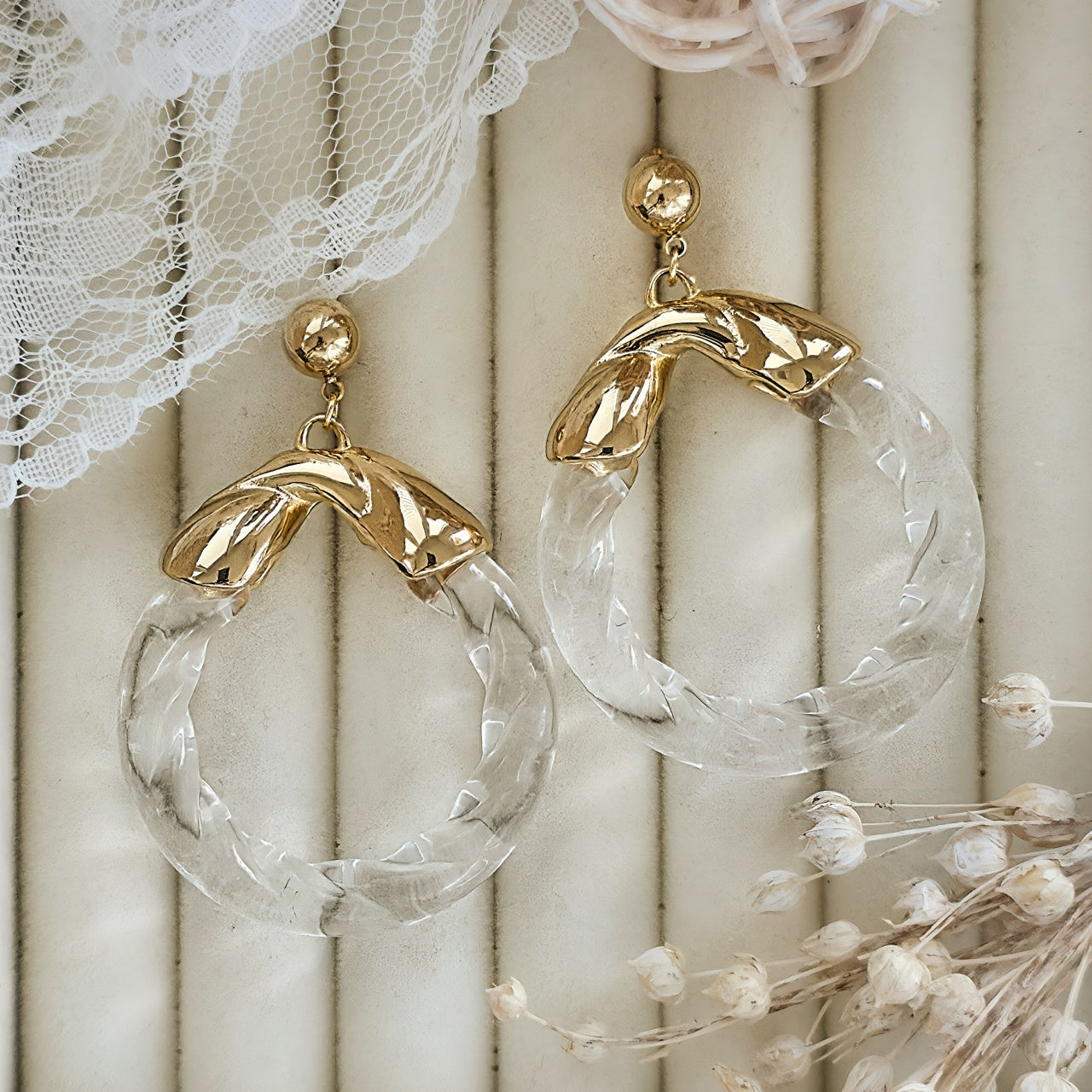 Cercei Creolă răsucită din Oțel Inoxidabil - Hipoalergenici