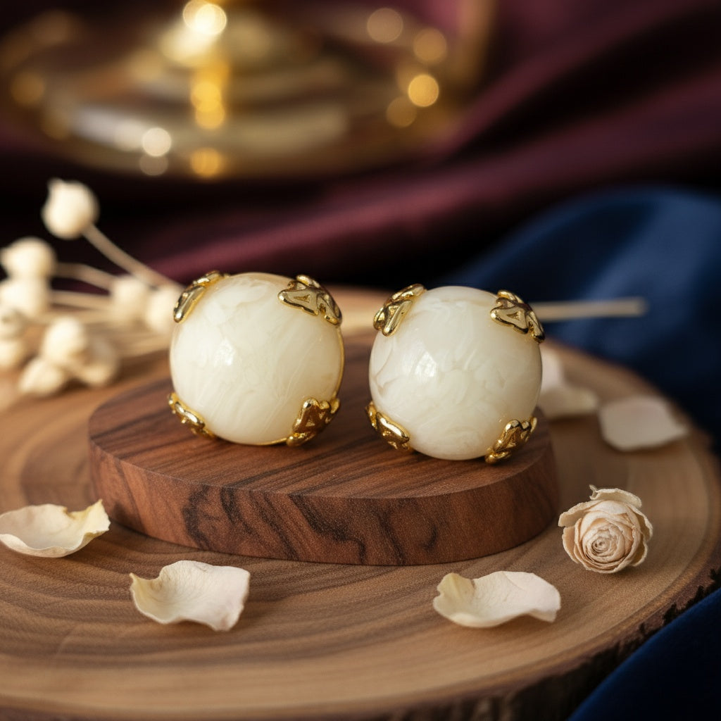 Cercei Sferă decorată din Oțel Inoxidabil - Hipoalergenici