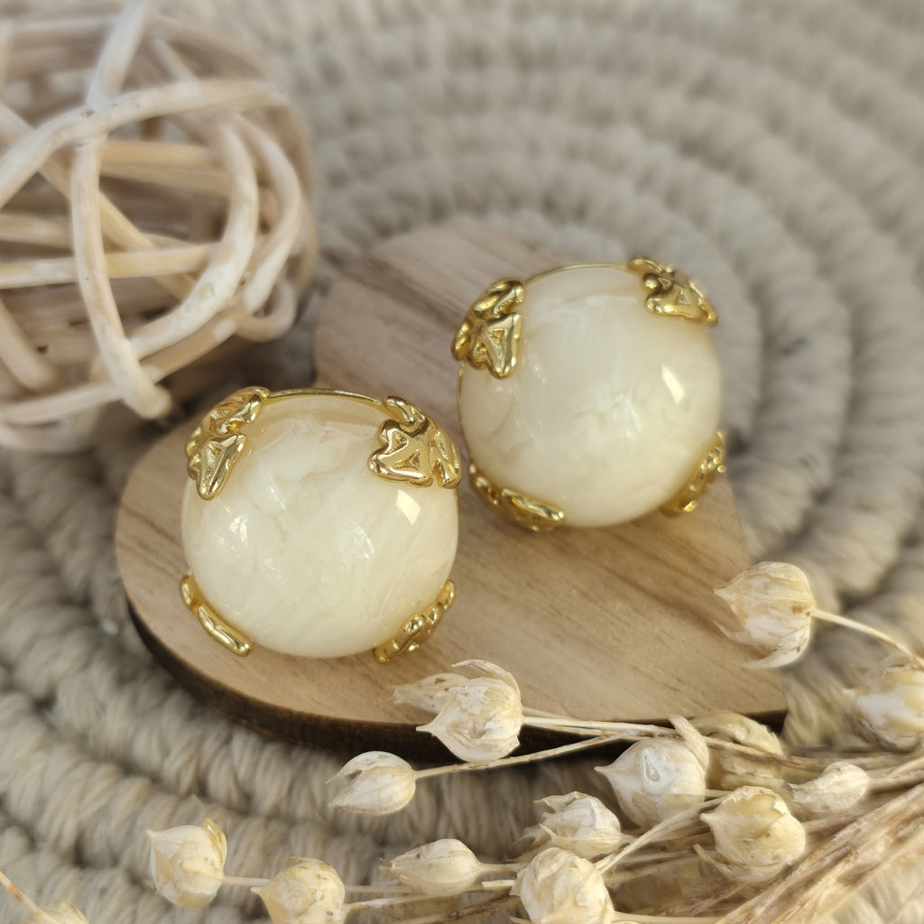 Cercei Sferă decorată din Oțel Inoxidabil - Hipoalergenici