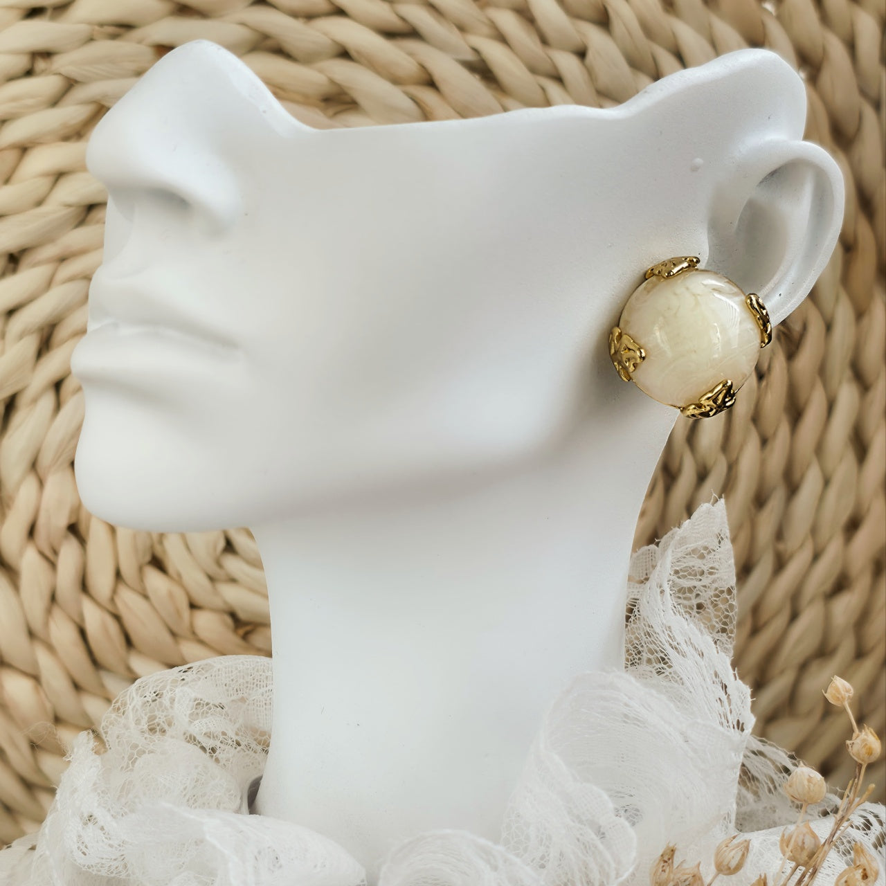 Cercei Sferă decorată din Oțel Inoxidabil - Hipoalergenici - CM1842