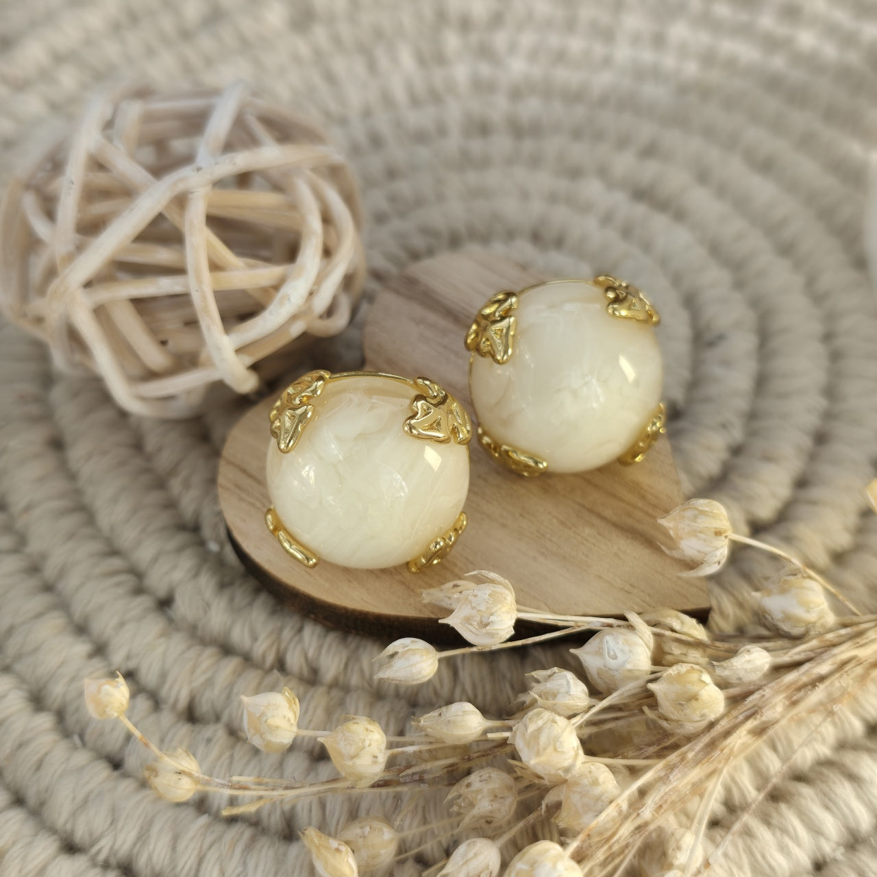 Cercei Sferă decorată din Oțel Inoxidabil - Hipoalergenici