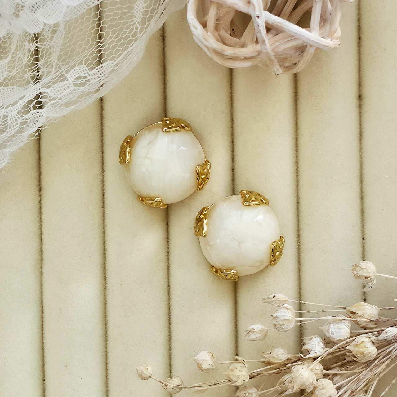 Cercei Sferă decorată din Oțel Inoxidabil - Hipoalergenici