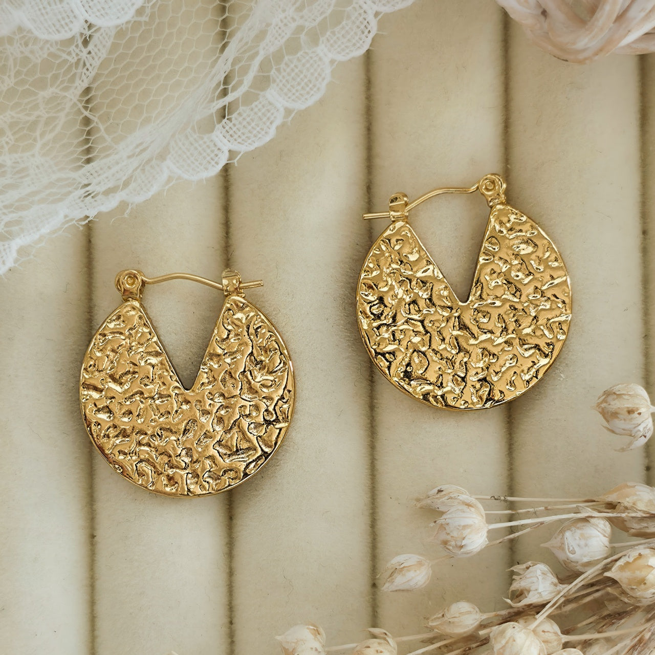 Cercei Disc decupat din Oțel Inoxidabil - Hipoalergenici