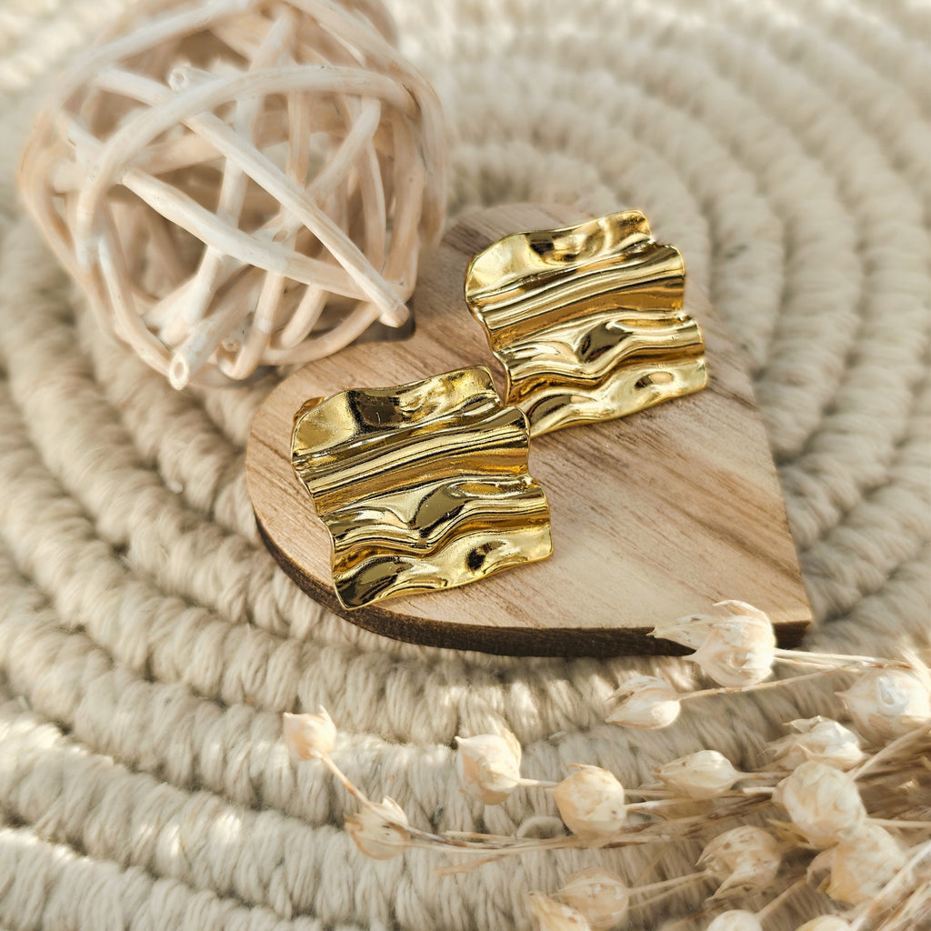 Cercei Formă ondulată neregulată din Oțel Inoxidabil - Hipoalergenici - CM1849