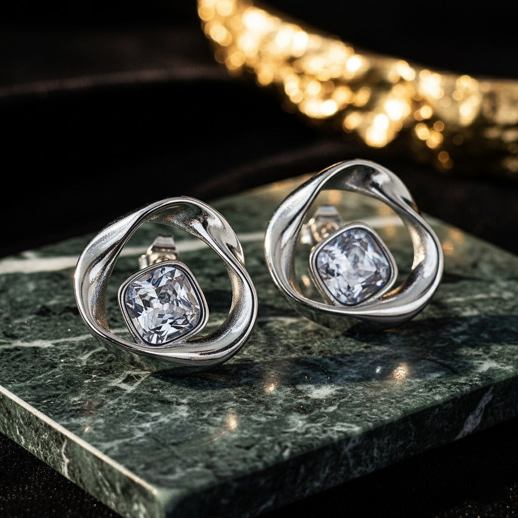 Cercei Formă răsucită din Oțel Inoxidabil - Hipoalergenici