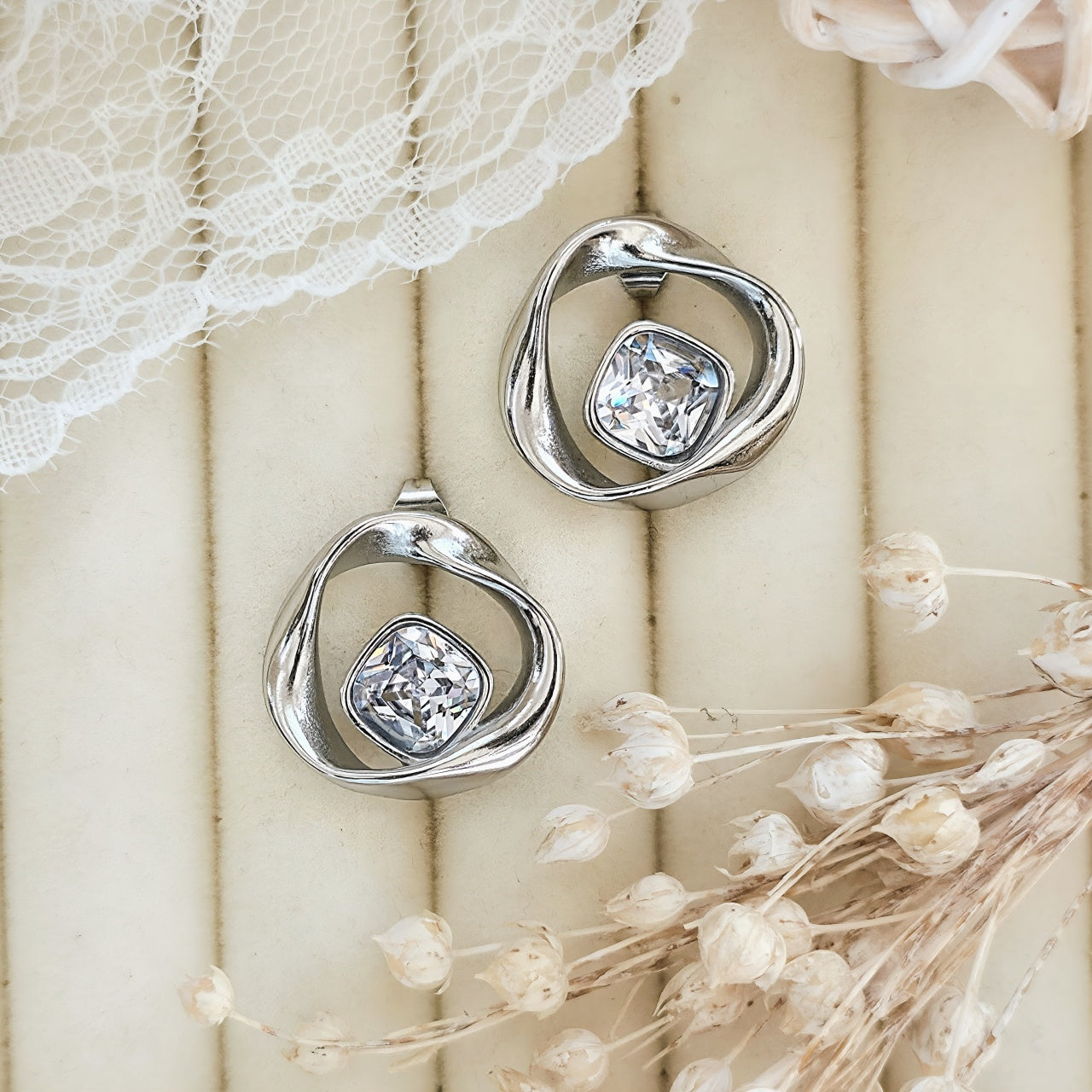 Cercei Formă răsucită din Oțel Inoxidabil - Hipoalergenici - CM1854