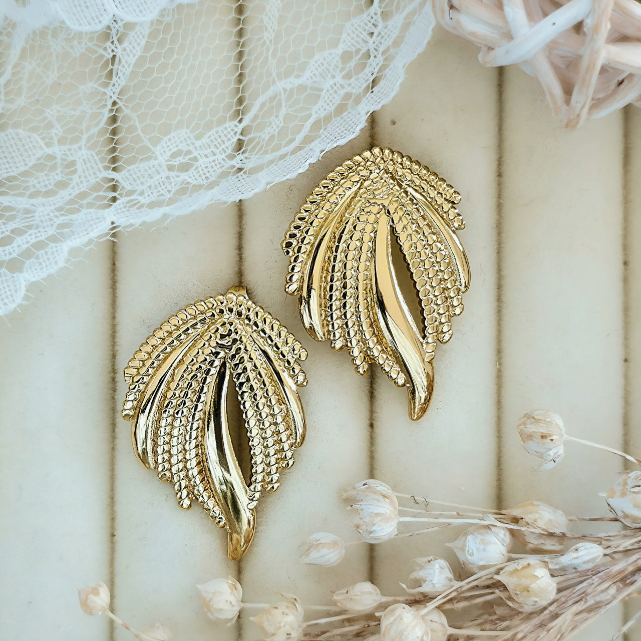 Cercei Frunze stilizate din Oțel Inoxidabil - Hipoalergenici