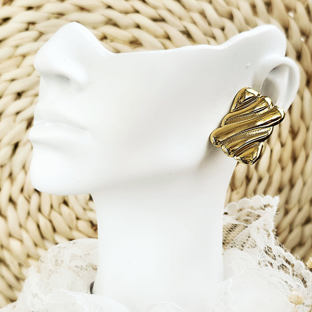 Cercei Ondulat striat din Oțel Inoxidabil - Hipoalergenici