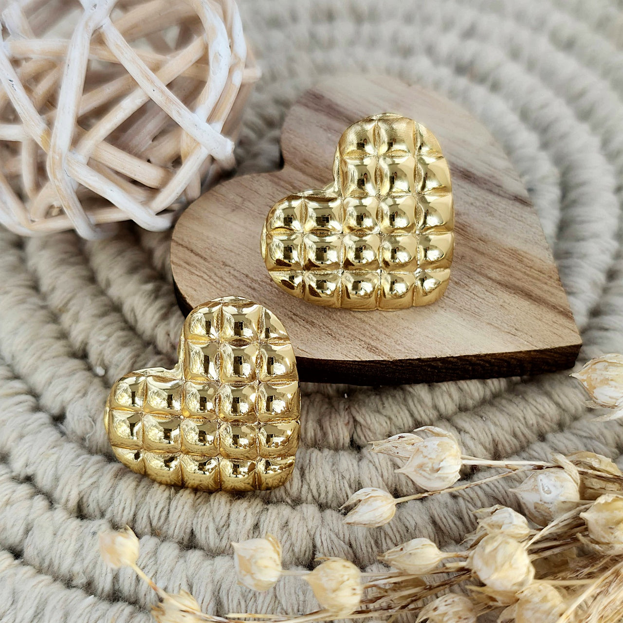 Cercei Inimioară din Oțel Inoxidabil - Hipoalergenici