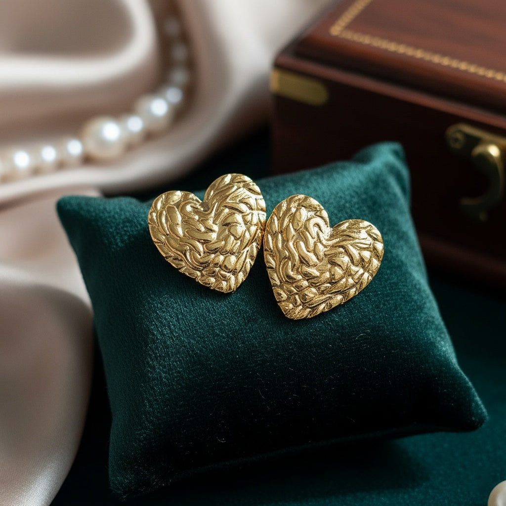 Cercei Inimioară din Oțel Inoxidabil - Hipoalergenici