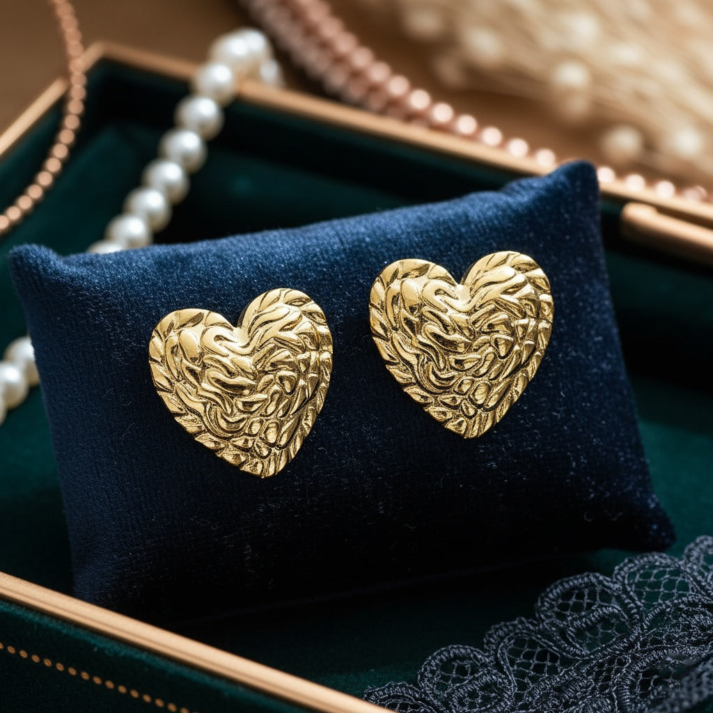 Cercei Inimioară din Oțel Inoxidabil - Hipoalergenici