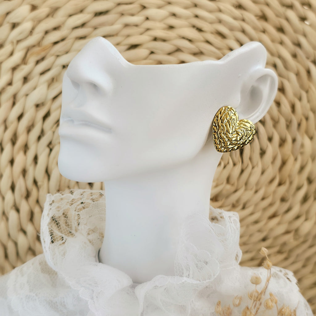 Cercei Inimioară din Oțel Inoxidabil - Hipoalergenici