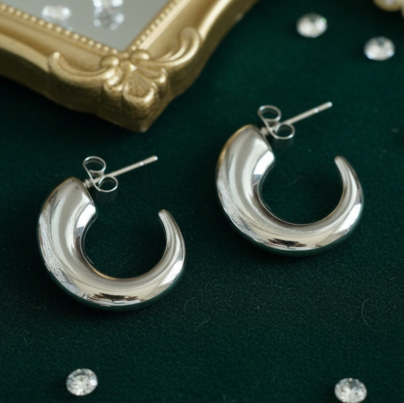 Cercei Creolă groasă deschisă din Oțel Inoxidabil - Hipoalergenici