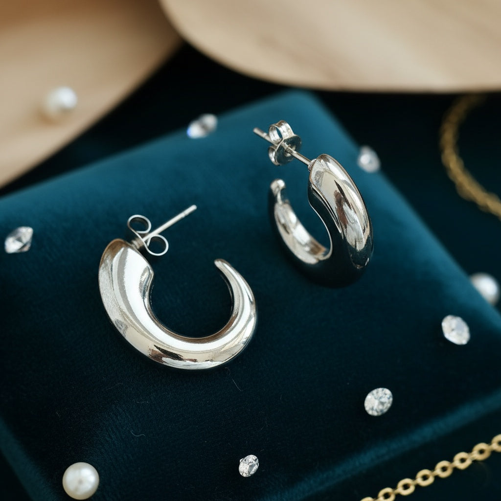 Cercei Creolă groasă deschisă din Oțel Inoxidabil - Hipoalergenici