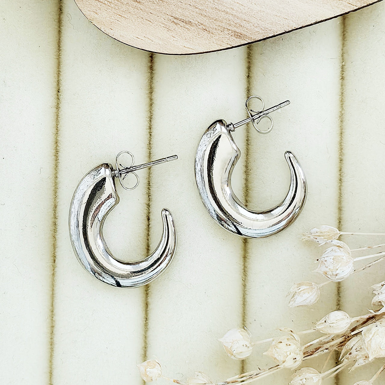 Cercei Creolă groasă deschisă din Oțel Inoxidabil - Hipoalergenici