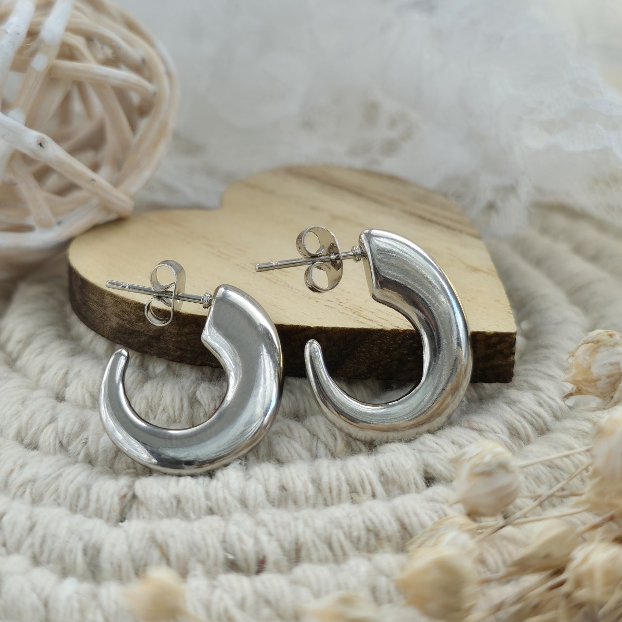 Cercei Creolă groasă deschisă din Oțel Inoxidabil - Hipoalergenici