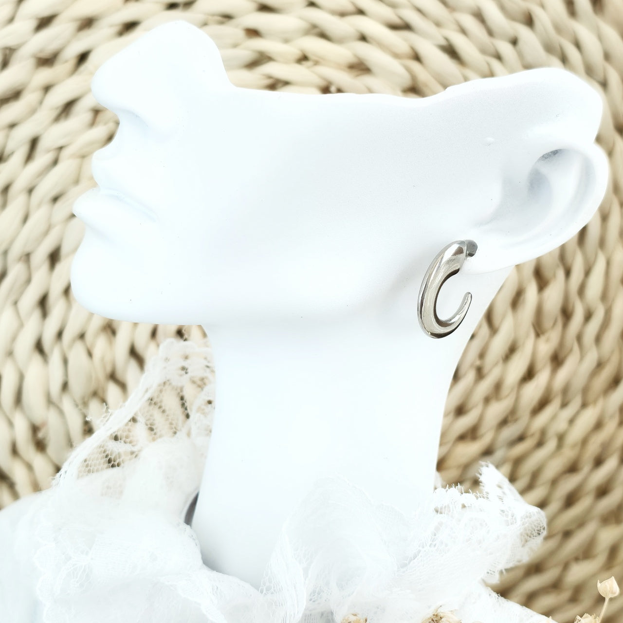 Cercei Creolă groasă deschisă din Oțel Inoxidabil - Hipoalergenici - CM1871