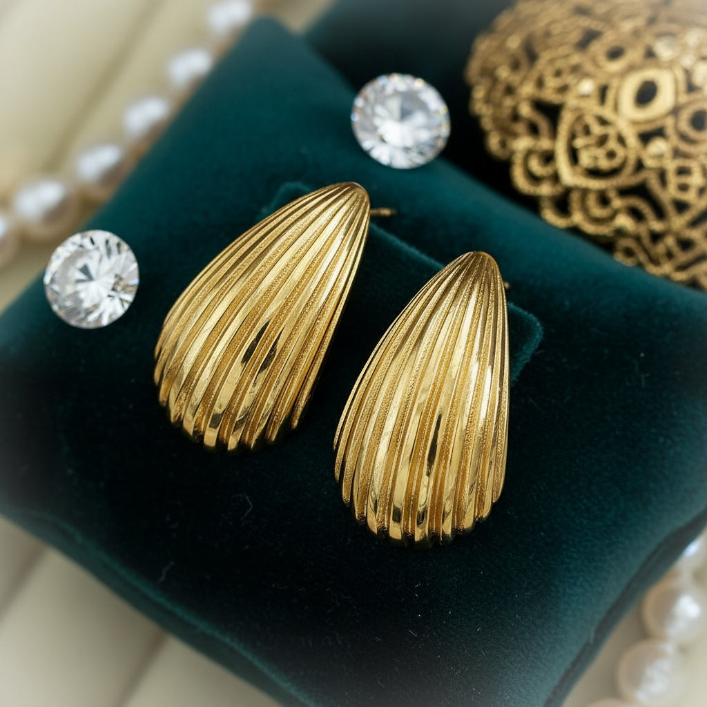 Cercei Lacrimă striată Oțel Inoxidabil 2.5 cm - Hipoalergenici