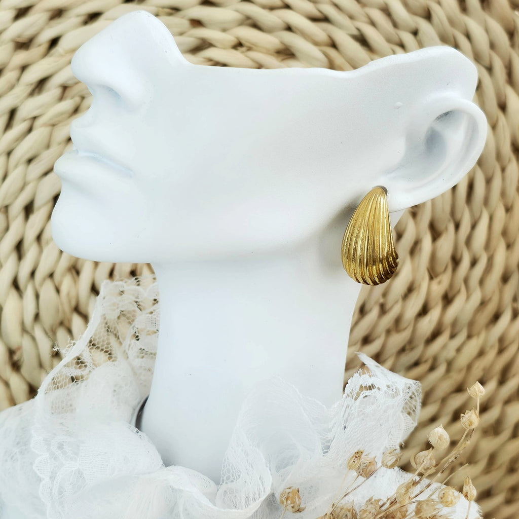 Cercei Lacrimă striată Oțel Inoxidabil 2.5 cm - Hipoalergenici