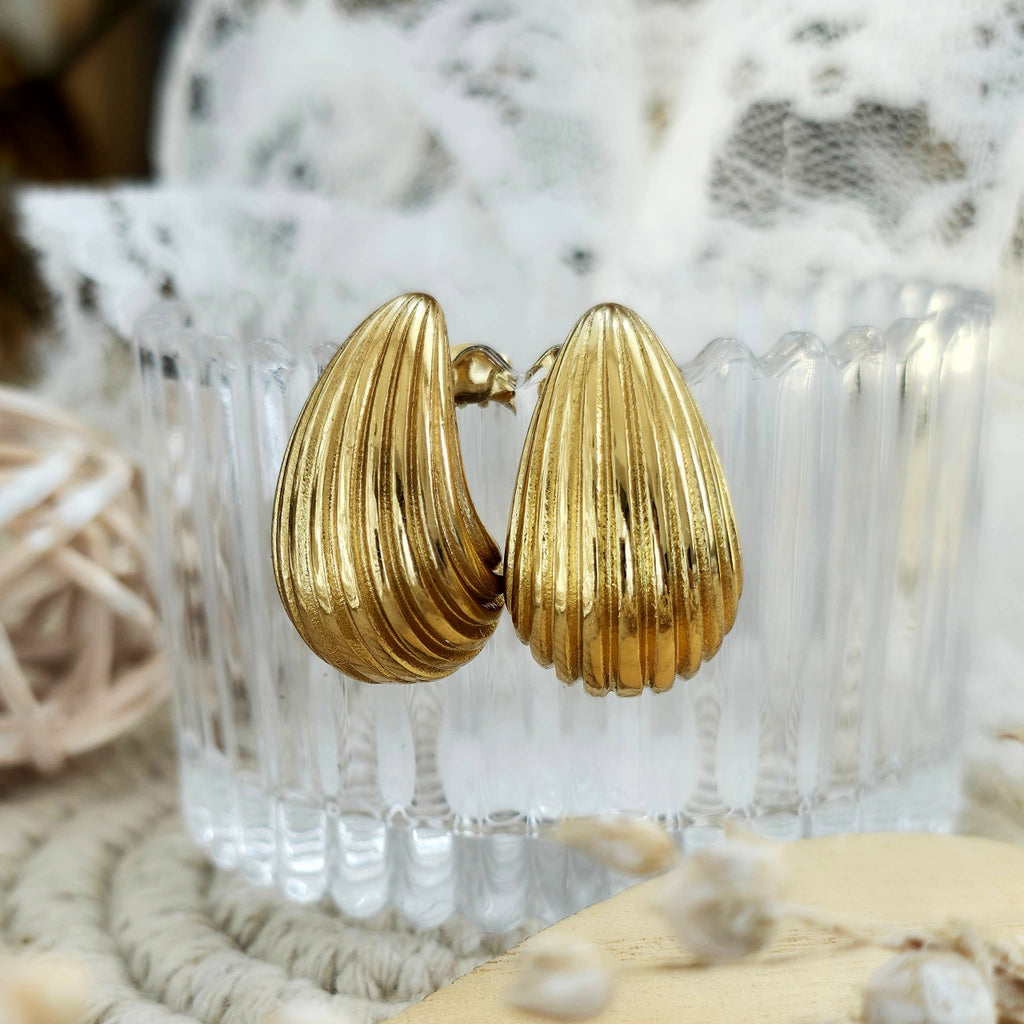 Cercei Lacrimă striată Oțel Inoxidabil 2.5 cm - Hipoalergenici