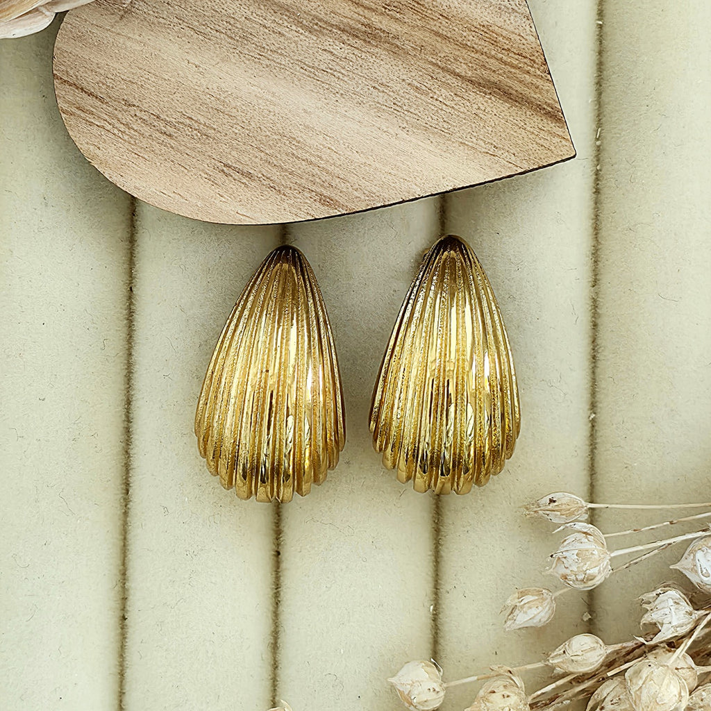 Cercei Lacrimă striată Oțel Inoxidabil 2.5 cm - Hipoalergenici - CM1873