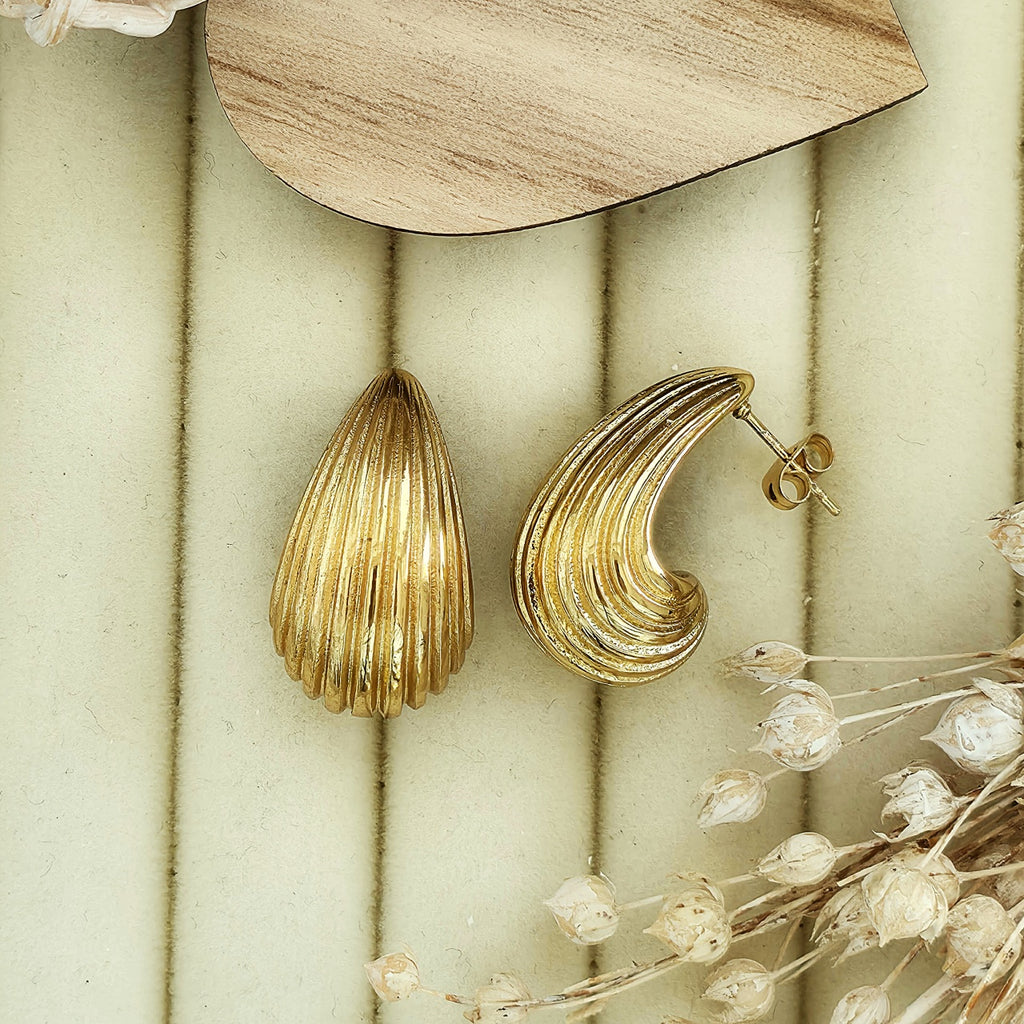 Cercei Lacrimă striată Oțel Inoxidabil 2.5 cm - Hipoalergenici