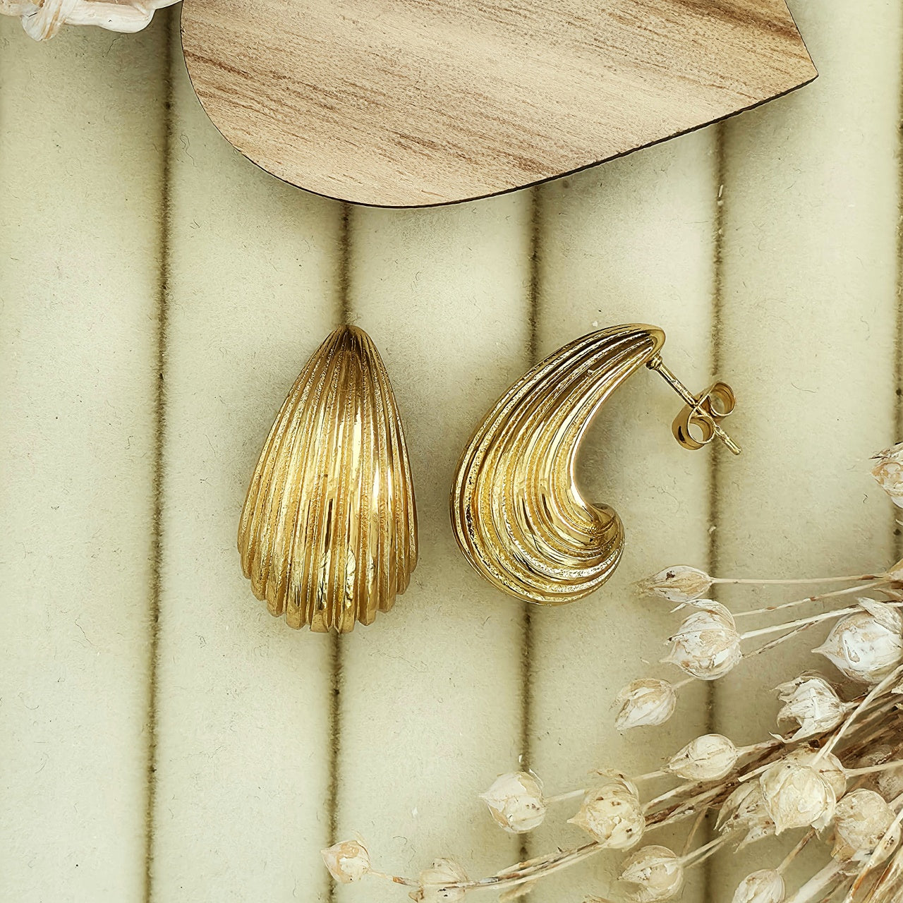 Cercei Lacrimă striată Oțel Inoxidabil 2.5 cm - Hipoalergenici