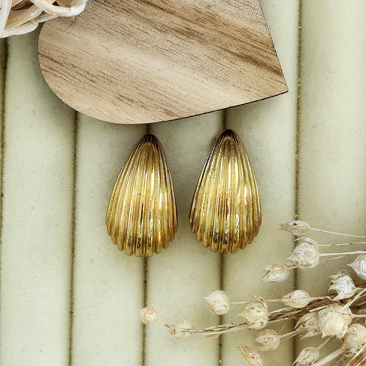 Cercei Lacrimă striată Oțel Inoxidabil 2.5 cm - Hipoalergenici