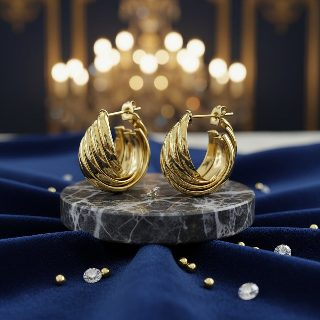 Cercei Creolă răsucită din Oțel Inoxidabil - Hipoalergenici