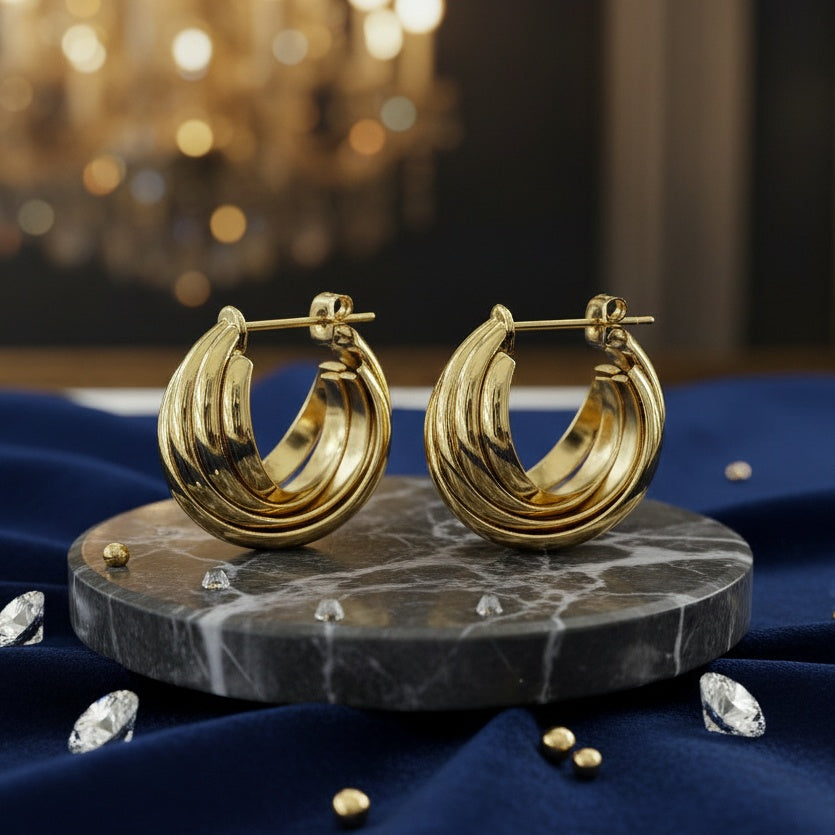 Cercei Creolă răsucită din Oțel Inoxidabil - Hipoalergenici - CM1876