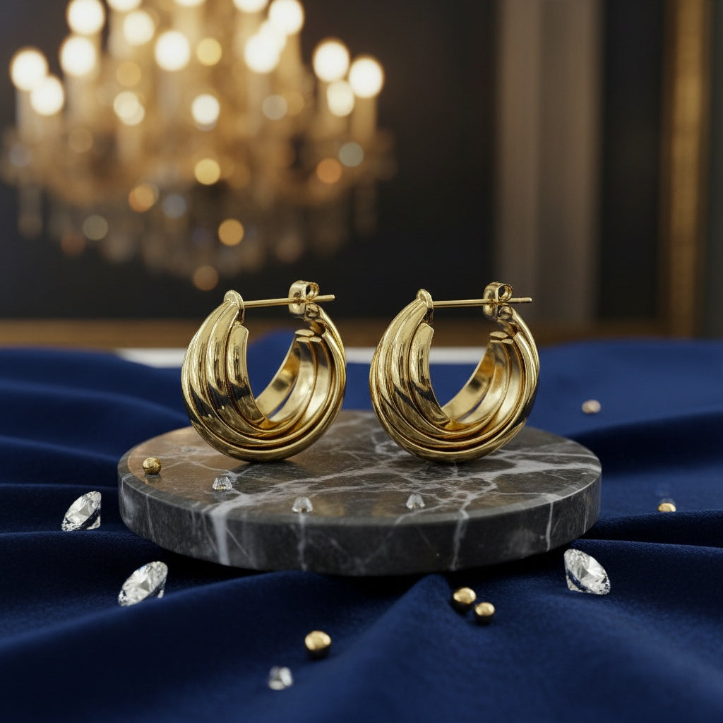 Cercei Creolă răsucită din Oțel Inoxidabil - Hipoalergenici