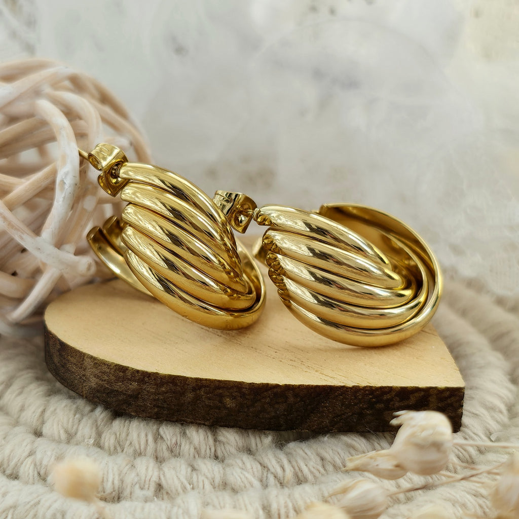 Cercei Creolă răsucită din Oțel Inoxidabil - Hipoalergenici