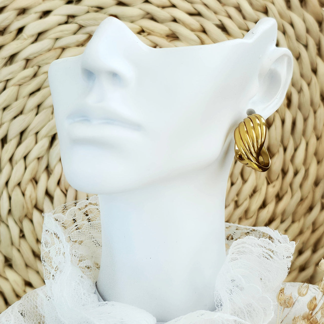 Cercei Creolă răsucită din Oțel Inoxidabil - Hipoalergenici