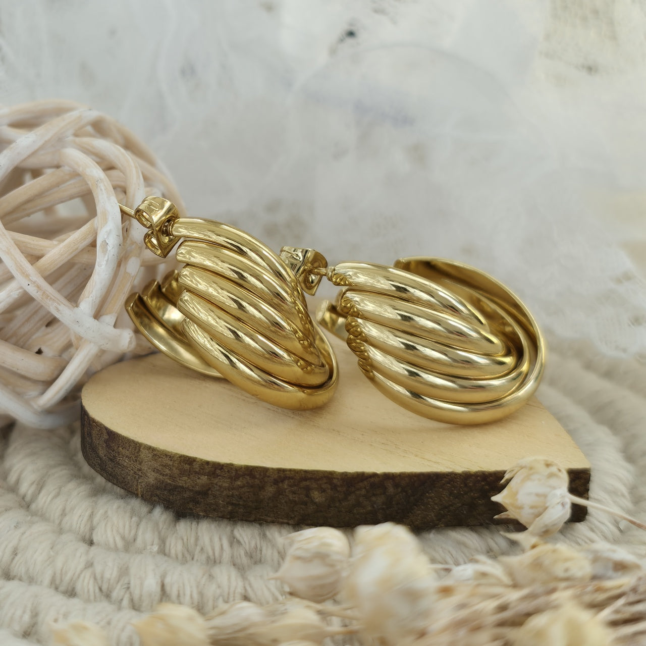 Cercei Creolă răsucită din Oțel Inoxidabil - Hipoalergenici