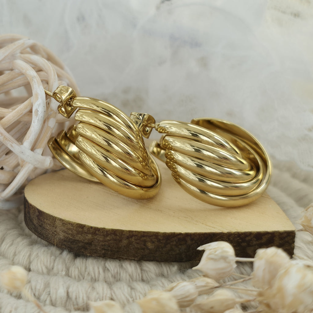 Cercei Creolă răsucită din Oțel Inoxidabil - Hipoalergenici