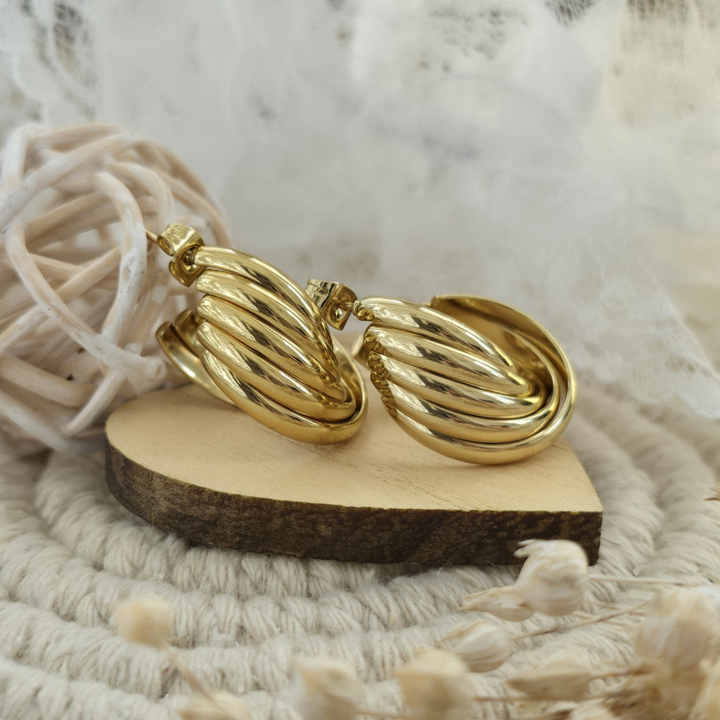 Cercei Creolă răsucită din Oțel Inoxidabil - Hipoalergenici - CM1876