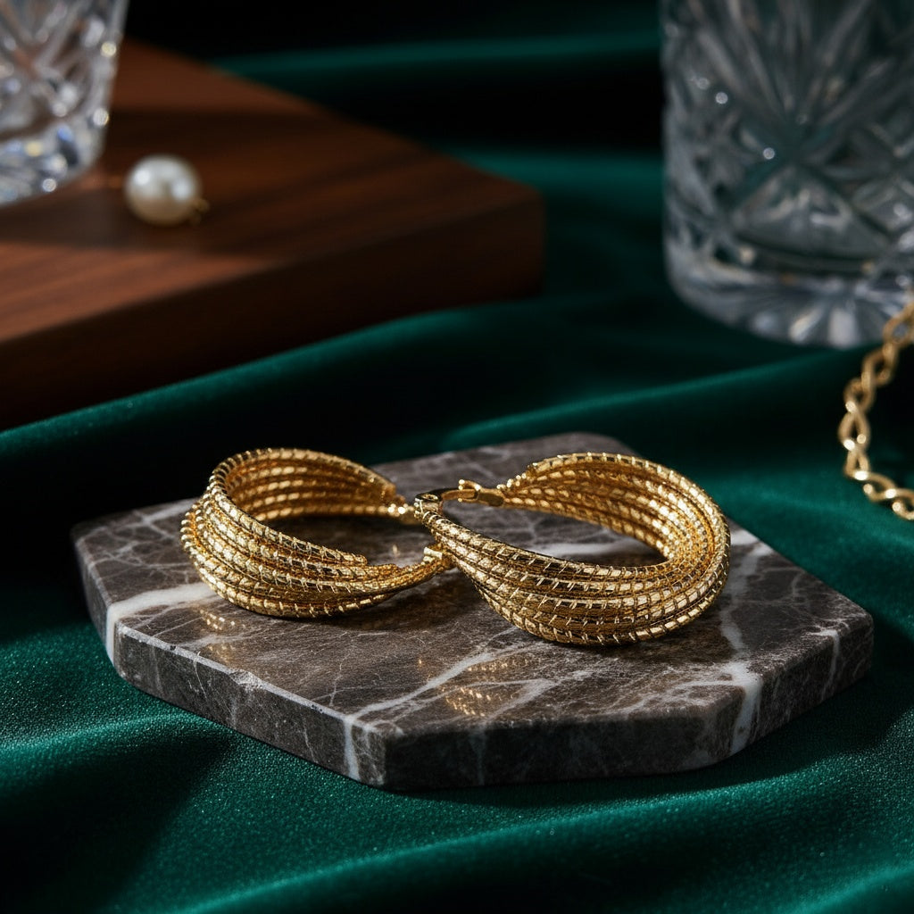 Cercei Creolă împletită din Oțel Inoxidabil - Hipoalergenici