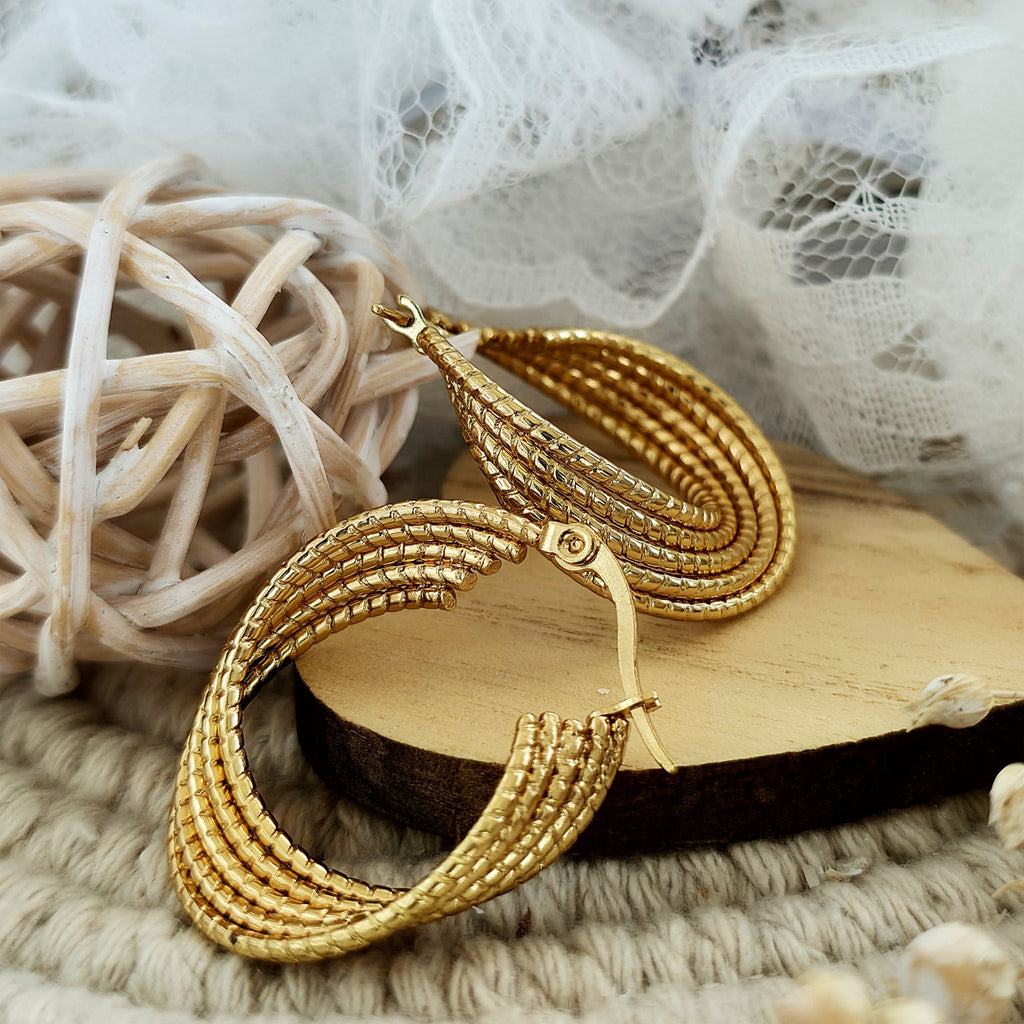 Cercei Creolă împletită din Oțel Inoxidabil - Hipoalergenici