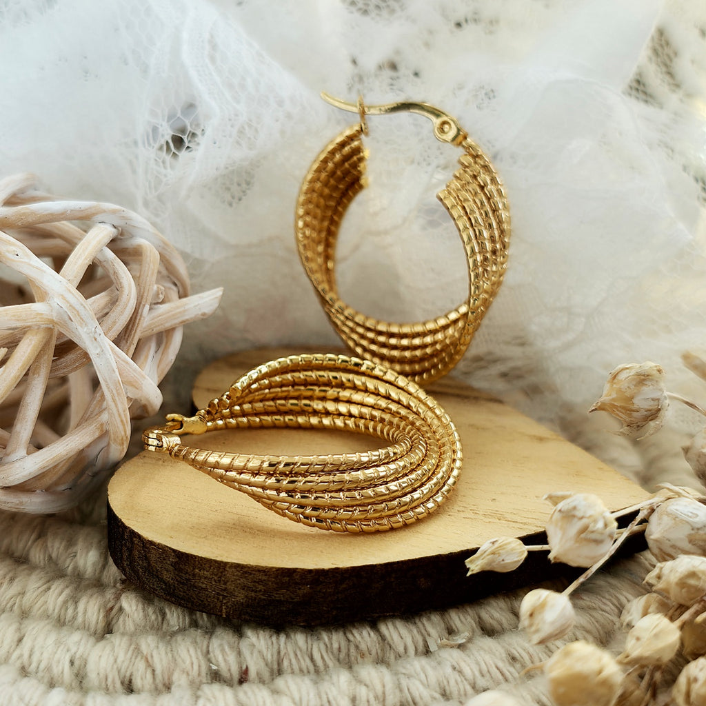 Cercei Creolă împletită din Oțel Inoxidabil - Hipoalergenici