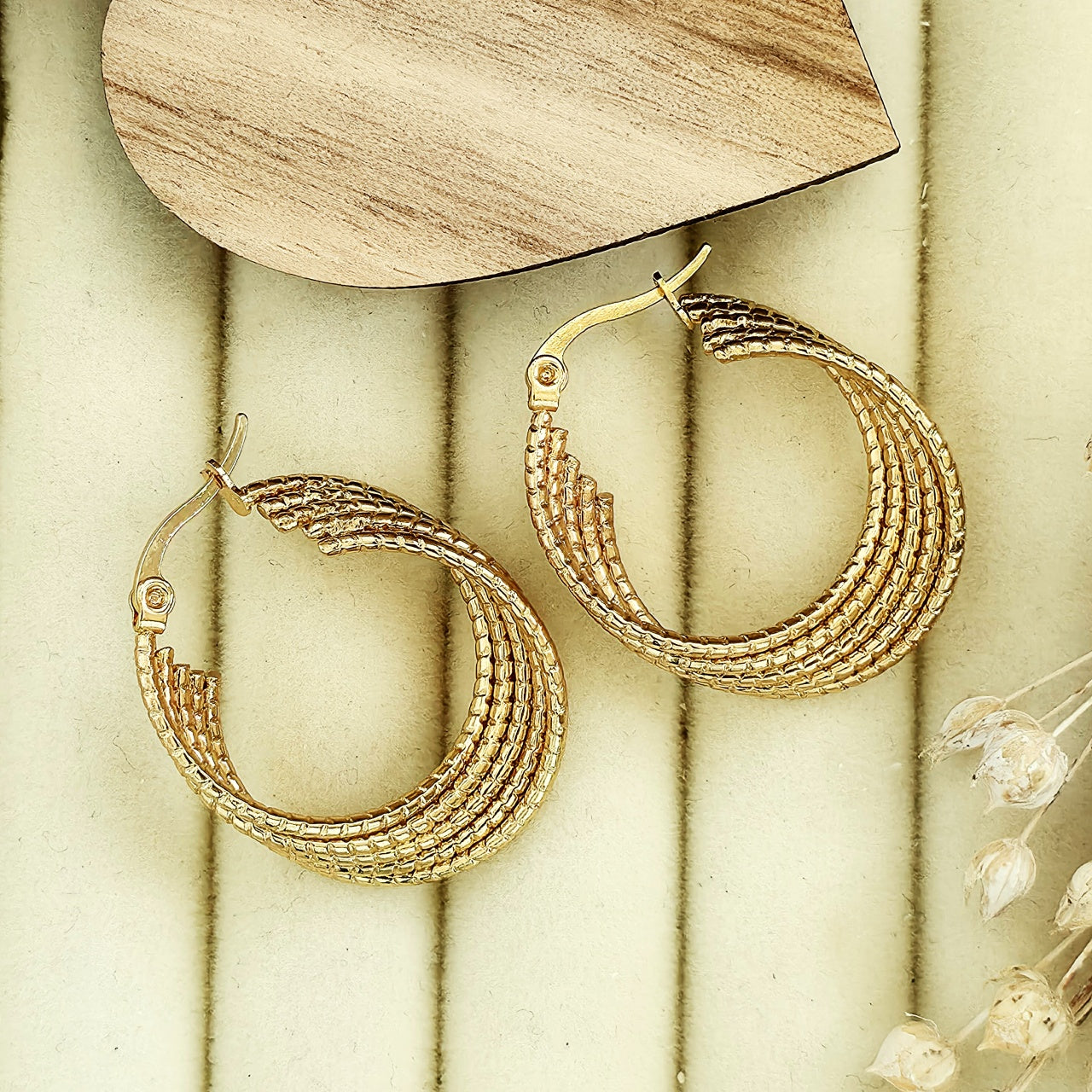 Cercei Creolă împletită din Oțel Inoxidabil - Hipoalergenici