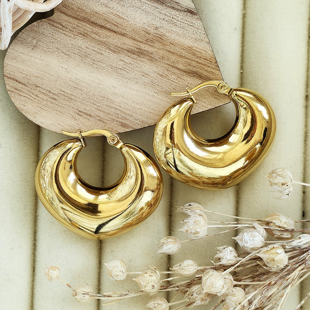 Cercei Creolă bombată din Oțel Inoxidabil - Hipoalergenici