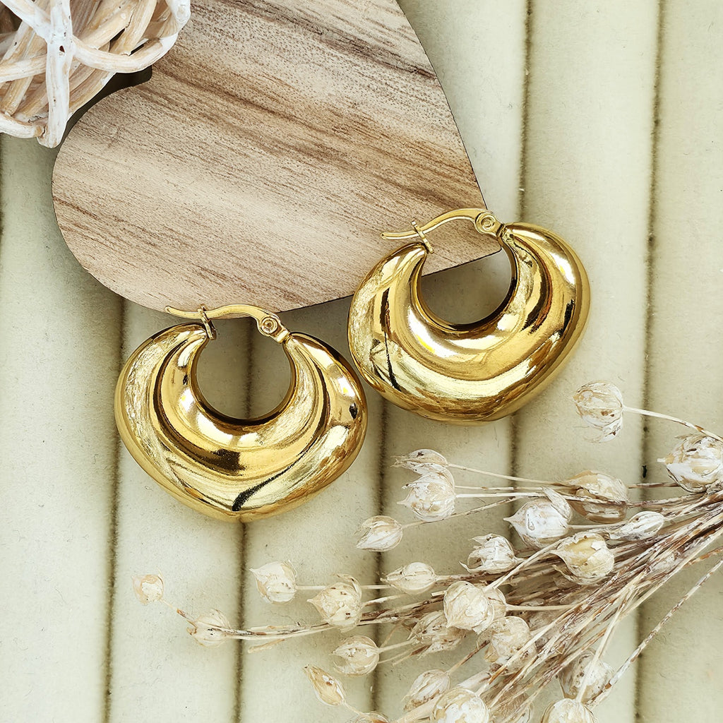 Cercei Creolă bombată din Oțel Inoxidabil - Hipoalergenici