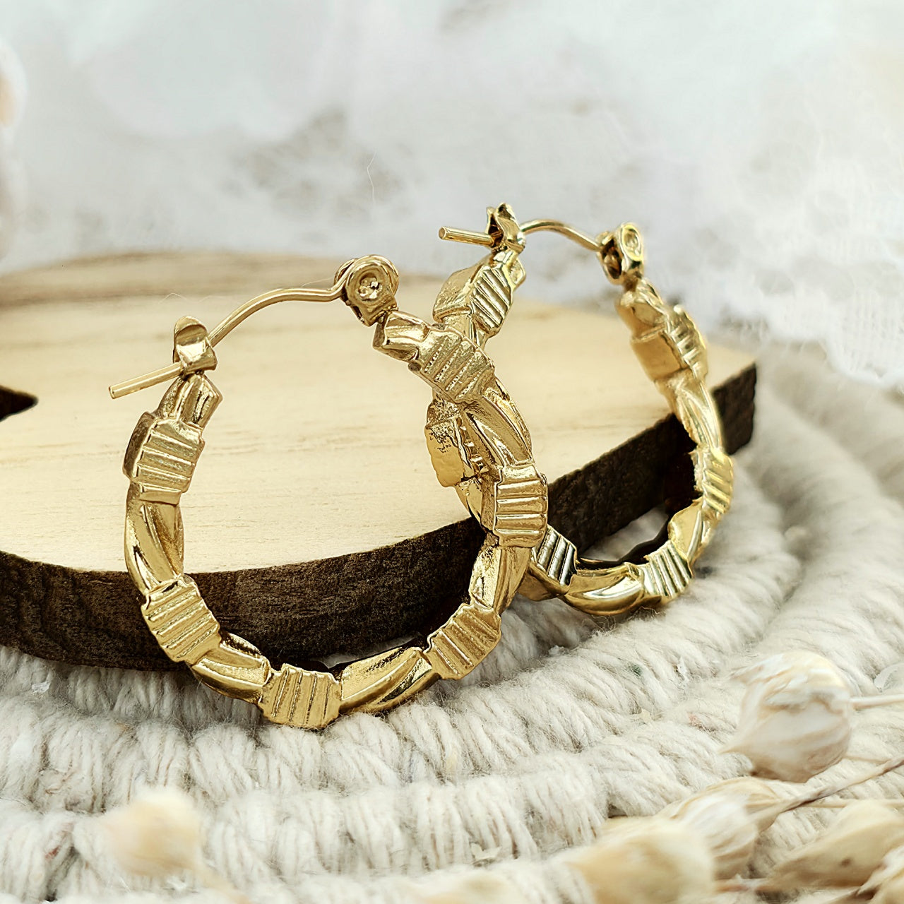 Cercei Creolă împletită din Oțel Inoxidabil - Hipoalergenici