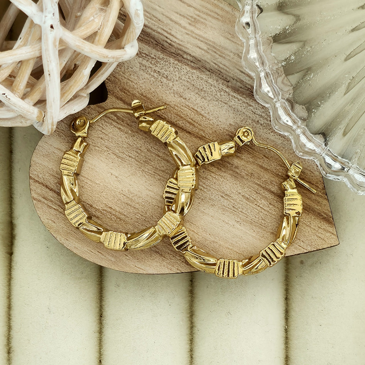 Cercei Creolă împletită din Oțel Inoxidabil - Hipoalergenici