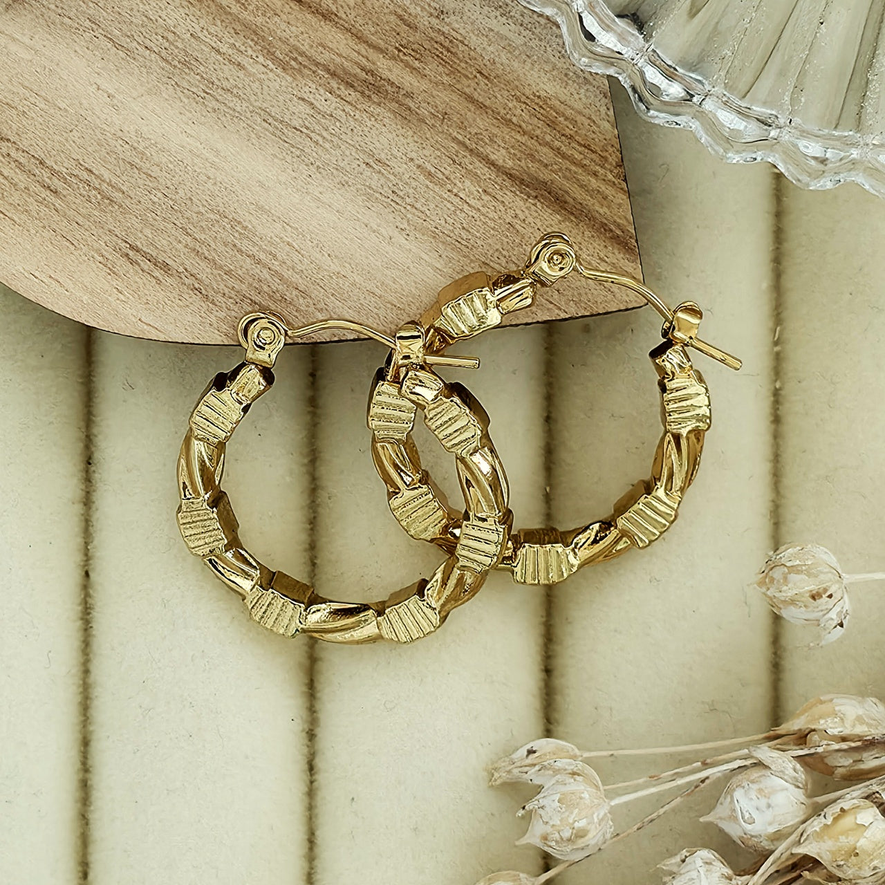 Cercei Creolă împletită din Oțel Inoxidabil - Hipoalergenici