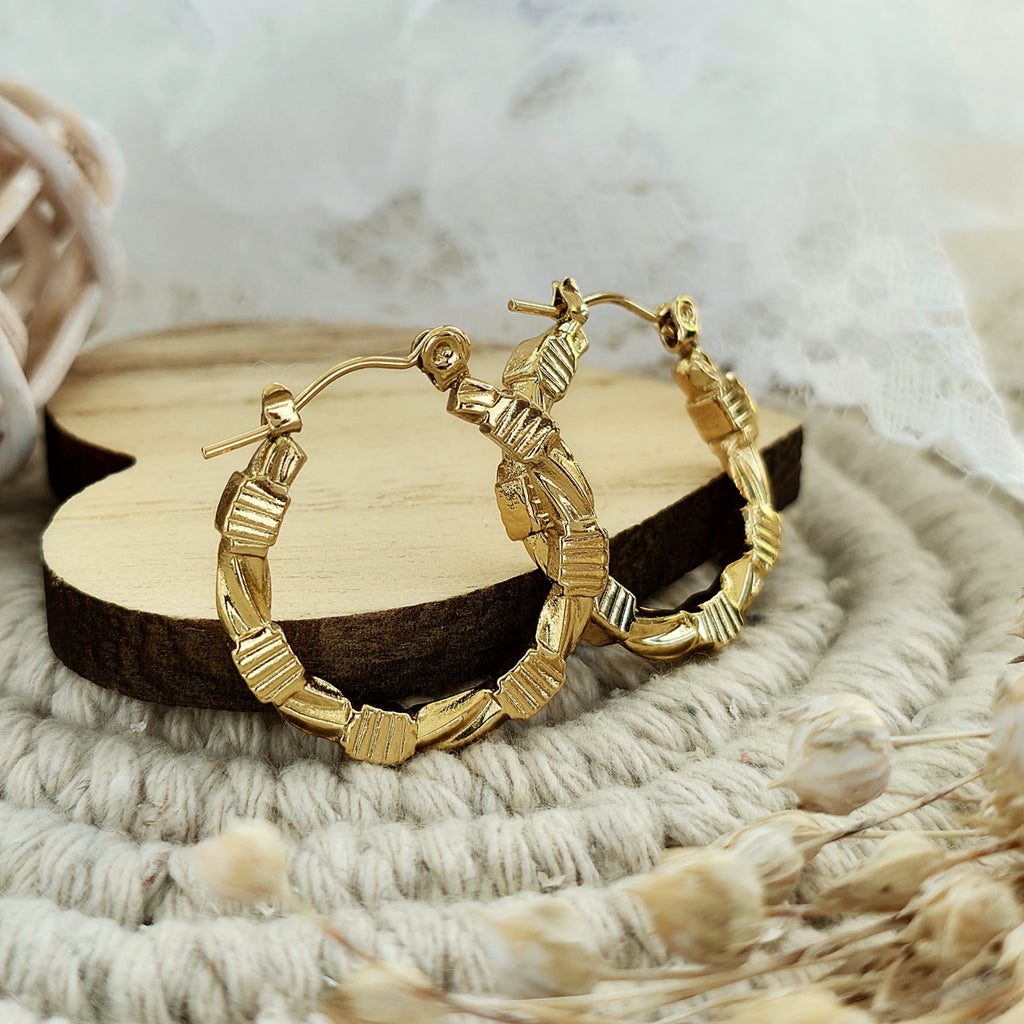 Cercei Creolă împletită din Oțel Inoxidabil - Hipoalergenici - CM1879