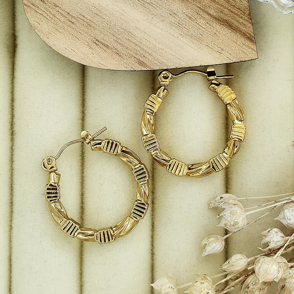 Cercei Creolă împletită din Oțel Inoxidabil - Hipoalergenici