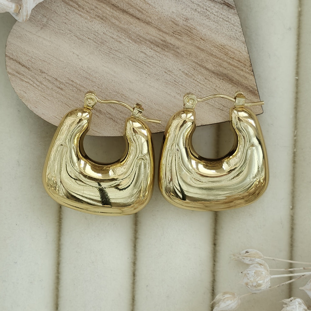 Cercei Creolă bombată din Oțel Inoxidabil - Hipoalergenici